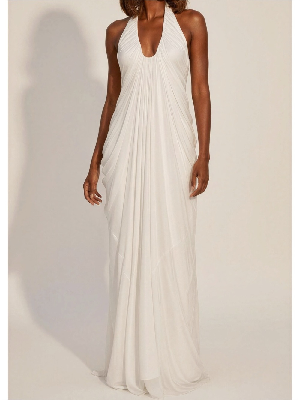 LEAU Cascade Drape Gown, White, XXL